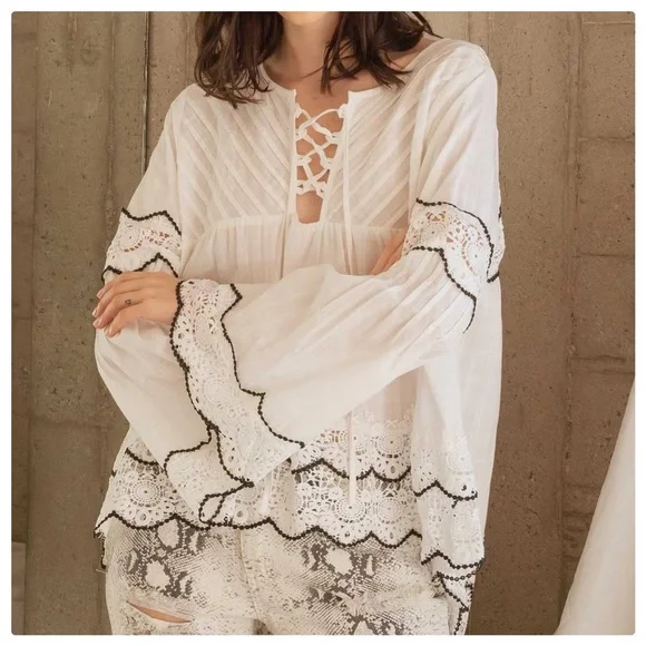 POL Ivory Plaid Babydoll Top - Picture 6 of 13